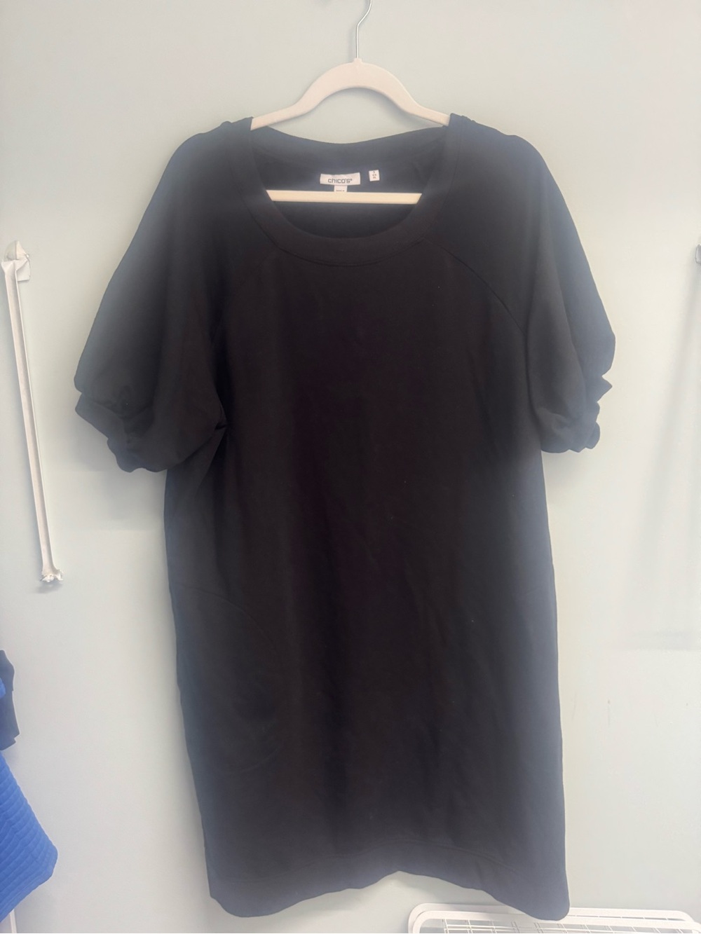 Chico's Black Puff-Sleeve Shift Dress